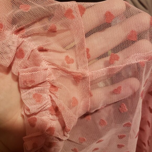 Shop My Violet Pink Red Hearts See Through Tie Neck Top - Picture 6 of 7